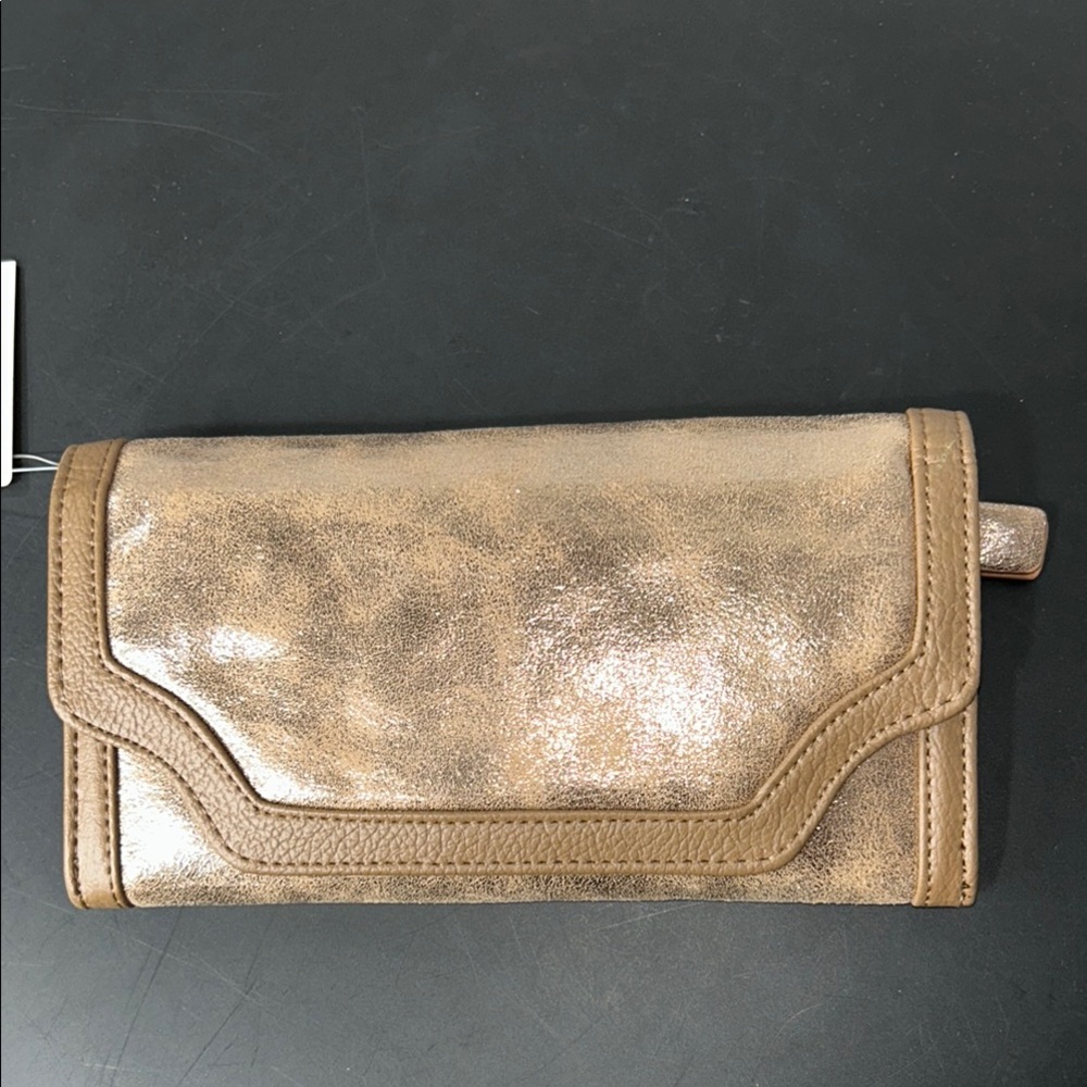 Anthropologie Rose Gold Wallet with Geometric Flap